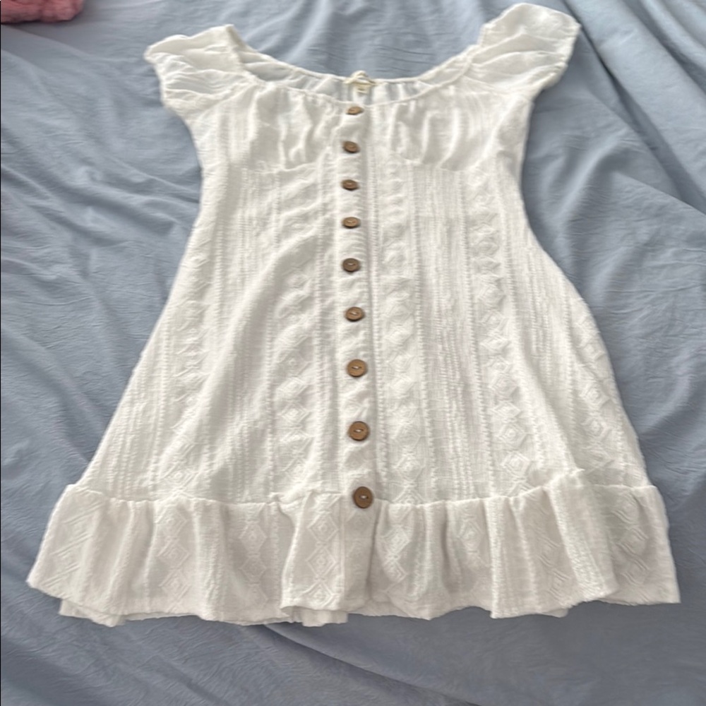White Ruffled Kids Dress